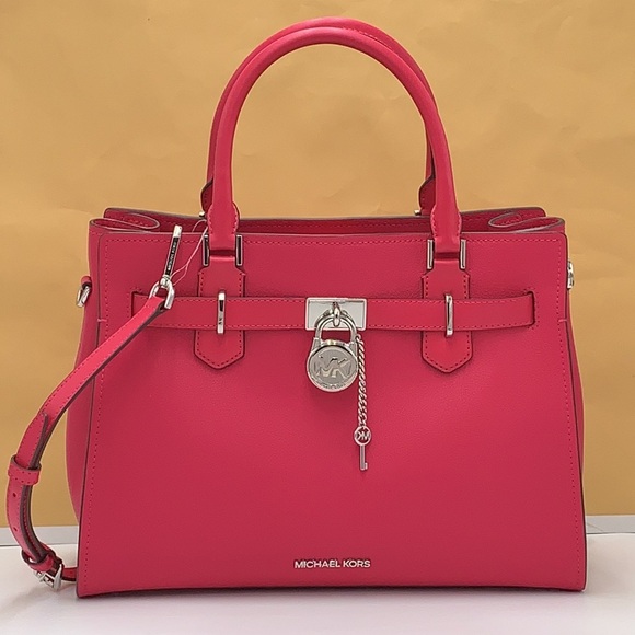 MICHAEL KORS HAMILTON MEDIUM SATCHEL   COLOR: Electric Pink  NWT - Picture 5 of 16